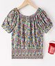 Ed-a-Mamma Sustainable Rayon Half Sleeves Floral Printed Balloon Top - Multicolour