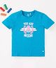 Ed-a-Mamma Sustainable Cotton Half Sleeves Text Printed T-Shirt - Blue