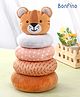 Bonfino 5 Pcs Plush Tiger Stacking Ring Toy| 4 Rings and 1 Pole Soft Stacking Toy with Fun Tiger Face on Top| STEM Montessori Learning Toy for 1 - 3 Years Kids| Boost Motor Skills Creativity & Hand Eye Co-ordination| BIS Certified