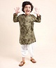 Babyhug Rayon Full Sleeves Kurta With Dhoti Rayon Slub Bandhani Print - Green