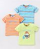 Babyhug Cotton Half Sleeves T-Shirts  Tiger Print Pack Of 3 - Blue Green & Orange