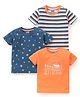 Babyhug Cotton Half Sleeves T-Shirts  Anchor Print Pack Of 3 - Blue & Orange