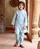 Babyhug Cotton Woven Full Sleeves Solid Kurta Payjama Set With Sequenced Embroidered Jacket - Blue