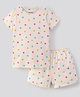 Primo Gino 100% Cotton Short Sleeves Night Suit Polka Dot Print - Off White
