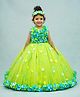Li&Li BOUTIQUE Sleeveless Floral Bodice Detailed Fit & Flare Pearl With Flower Petal Embellished Gown - Green