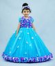 Li&Li BOUTIQUE Puffed Short Sleeves Floral Bodice Detailed Fit & Flare Pearl With Flower Petal Embellished Gown - Blue & Lavender