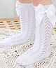 Flaunt Chic Mesh Design Detailed & Bow Embellished Socks - White