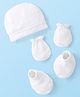 Babyhug 100% Cotton Knit Solid Color Cap Mittens & Booties White - Diameter 10 cm
