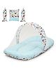 Baybee Cotton Bedding Set For New Born Baby With Mattress, Mosquito Net with Zip Closure, Neck Pillow & 2 Bolsters Baby Sleeping Bag Combo Gadda set - Blue