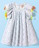 Lil' Drama Cap Flutter Sleeves Floral Printed Dress - White