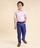 Knotty Kids Half Sleeves Striped Beach Theme Printed Shirt With Solid Pant - Pink Blue