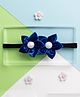 Knotty Ribbons Velvet Flower Applique Headband - Dark Blue