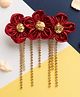 Knotty Ribbons Tulle Flower Sequin Embellished Alligator Hair Clip - Red