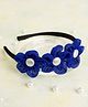 Knotty Ribbons Chiffon Four Flower Applique Hair Band - Dark Blue
