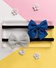 Knotty Ribbons Pack Of 2 Sailor Bow & Classic Bow Applique Headband Set - Blue & Silver