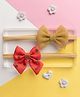 Knotty Ribbons Pack Of 2 Sailor Bow & Classic Bow Applique Headband Set - Peach & Golden
