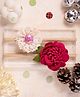 Knotty Ribbons Pack Of 2  Flower Applique Headbands - Dark Pink White