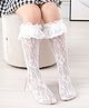Flaunt Chic Mesh Designed Lac Embellished Socks - White