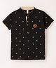 Earth Conscious Half Sleeves Abstract Printed  Tee - Black
