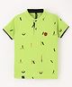 Earth Conscious Half Sleeves Good Things North East Curved Lines Printed  Tee - Apple Green