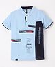 Earth Conscious Half Sleeves Abstract Text Printed  Tee -  Sky Blue