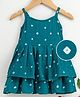 JAV Creations Sleeveless All Over Bandhej Motif Designed Fit & Flare Layered Dress - Peacock Blue