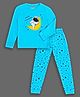 Unicorn Full Sleeves Take Me To The Moon Astronaut Printed Tee With Seamless Star Printed Pyjama - Blue