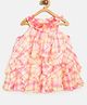 Nauti Nati Sleeveless Floral Applique Checks Colour Mixed Dress - Pink