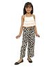 Nauti Nati Sleeveless Solid Layered Top With Seamless Floral Printed Pant - White & Black