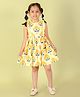 Lil' Drama Sleeveless Floral Printed With Frilled Bodice Gathered Dress - Yellow