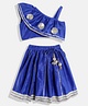 READIPRINT Sleeveless Gota Flower Embellished One Shoulder Neck Choli With Gota Patti Striped Lehenga - Blue