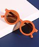 Passion Petals UV Protected Round Frame Sunglasses With Case - Orange
