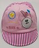 Kid-O-World Bunny Patch Striped Cap - Light Pink-  Diameter 48 Cms