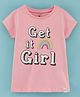 Ollypop Cotton Sinker Half Sleeves Tee Text Print - Pink