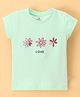 Ollypop Cotton Sinker Half Sleeves Tee Flower Print - Green