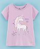 Ollypop Cotton Sinker Half Sleeves Tee Unicorn Print - Lilac
