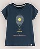 Ollypop Cotton Sinker Half Sleeves Tee Tennis Racket Print - Blue