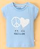 Ollypop Cotton Sinker Half Sleeves Tee Peace Print - Blue