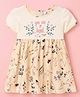 Ollypop Half Sleeves Cotton Frock Floral Print - Cream