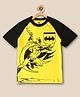 Kidsville Half Raglan Sleeves Justice League Batman  Featured Placement Printed Tee - Yellow & Black