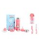 Chinmay Kids Combo of Baby Feeding Multifunctional Stainless Steel Milk Thermosteel Feeder Bottle with Multipurpose Baby Milk Bottle Brush Cleaner Pink Bottle Pink Brush - 240ml