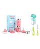 Chinmay Kids Combo of Baby Feeding Multifunctional Stainless Steel Milk Thermosteel Feeder Bottle with Multipurpose Baby Milk Bottle Brush Cleaner Pink Bottle Light Green Brush  - 240ml