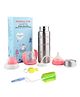 Chinmay Kids Combo of Baby Feeding Multifunctional Stainless Steel Milk Thermosteel Feeder Bottle with Bottle Brush Cleaner Silver - 240 ml