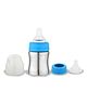 Chinmay Kids Stainless Steel Baby Feeding Bottle No Plastic With Internal Marking For Newborn Blue - 125 ml