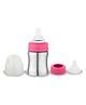 Chinmay Kids Stainless Steel Baby Feeding Bottle No Plastic With Internal Marking For Newborn Pink - 125 ml