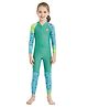 Little Surprise Box Full Sleeves Placement Printed Swimsuit - Green