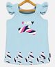 Kiddopanti Cap Flutter Sleeves Candy Printed Tee - Light Blue