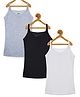 Kiddopanti Pack Of 3 Sleeveless Solid Tank Tops- White  Black & Grey Melange