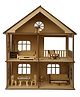 MINDMAKER Wooden Dollhouse Construction Kit with Assembly Instructions & with Furniture - Brown