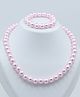Aabacus Carved Pearls Beaded Necklace & Bracelet Set - Light Pink